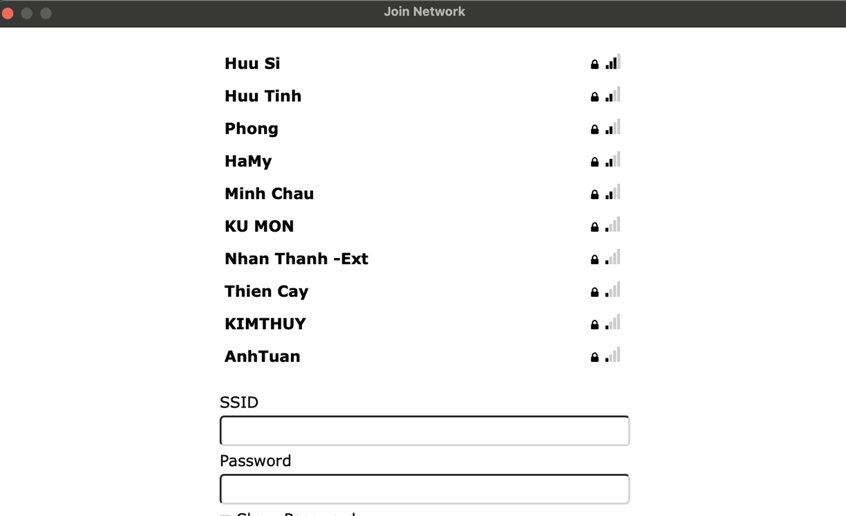 Nhập mật khẩu WiFi